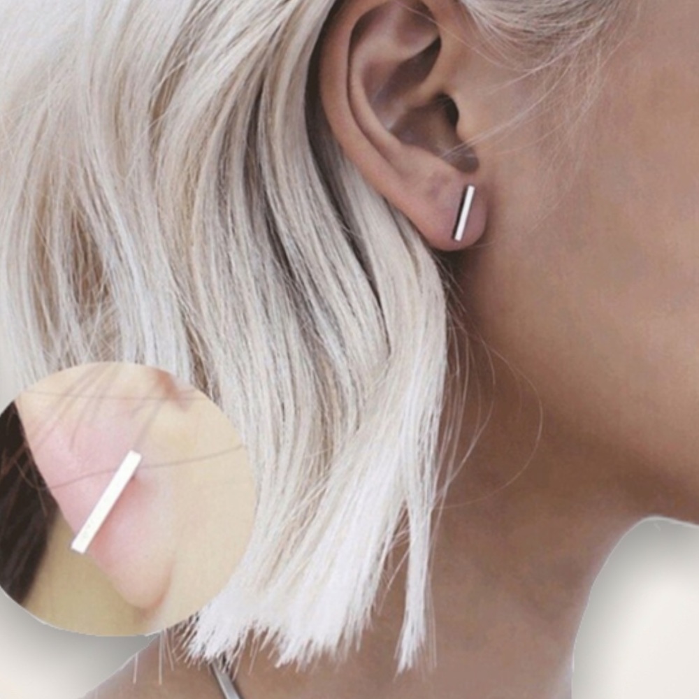 Gold Minimalist T bar stud earrings